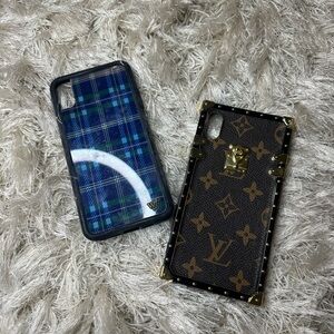 Designer Phone Case Set - Wildflower Plaid and Louis Vuitton print